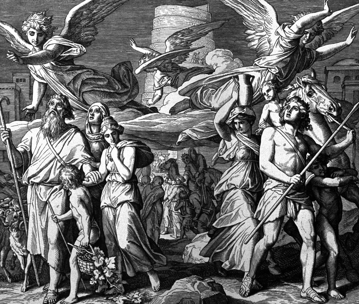 Babel, spredningen af Noas efterkommere af Julius Schnorr von Carolsfeld