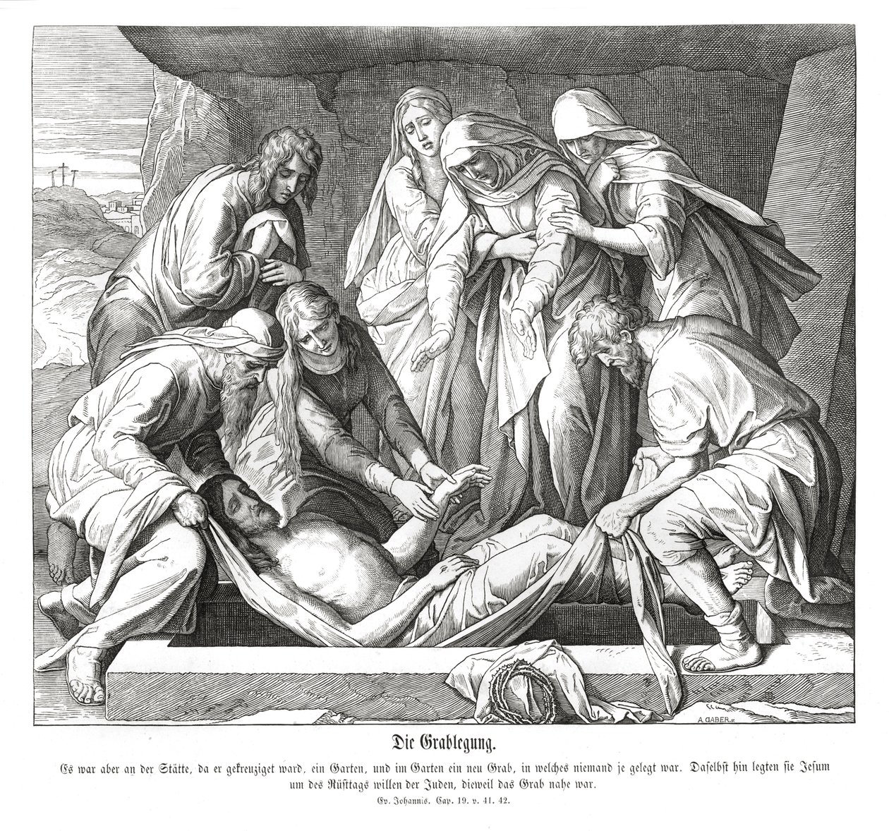 Jesu begravelse, Johannesevangeliet af Julius Schnorr von Carolsfeld