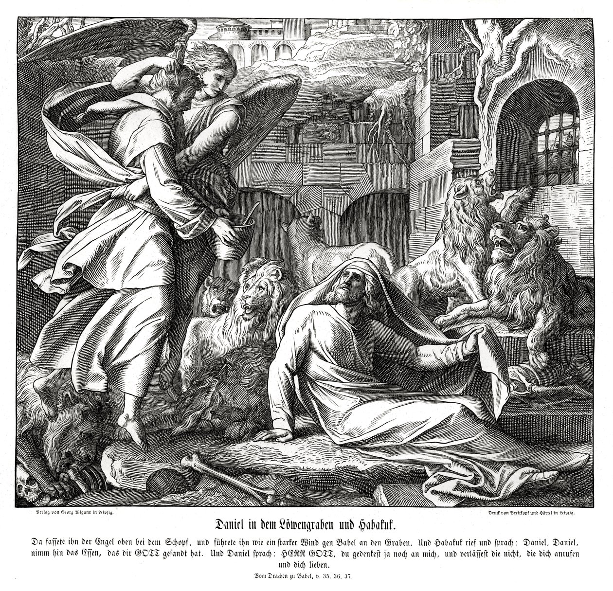 Daniel og løvens hule af Julius Schnorr von Carolsfeld