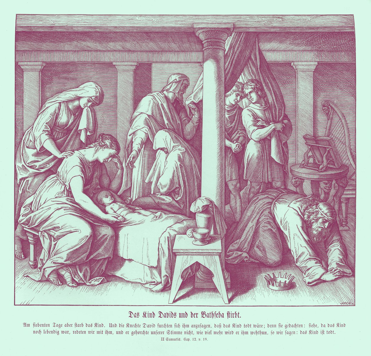 David og Batsebas barn dør, 2. Samuel af Julius Schnorr von Carolsfeld