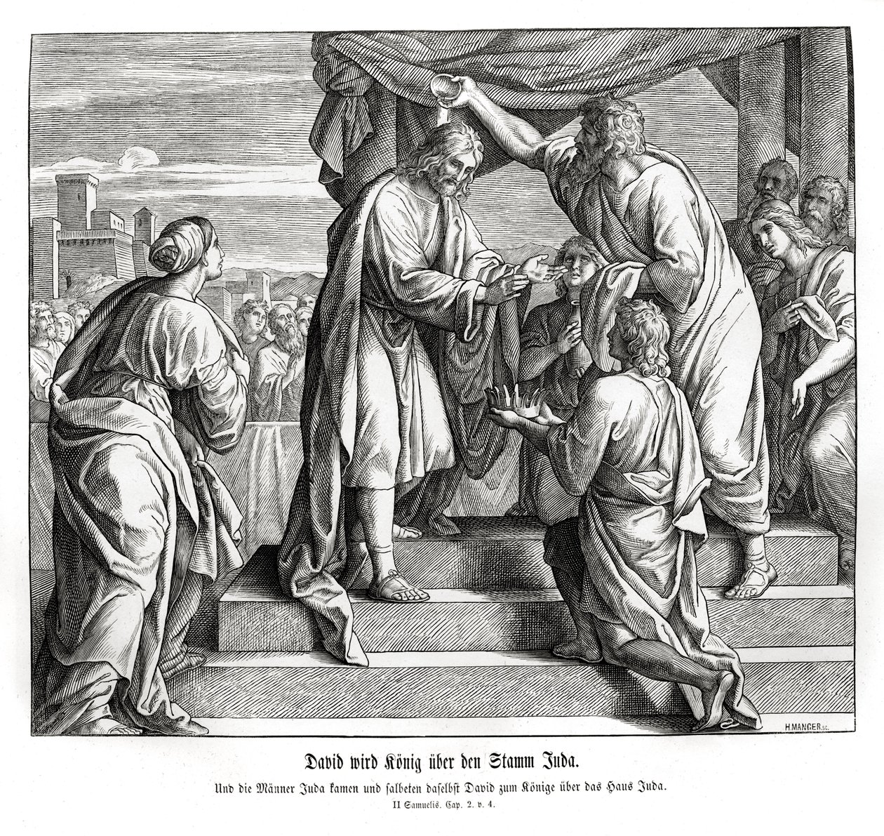 David bliver konge af Juda, 2 Samuel af Julius Schnorr von Carolsfeld