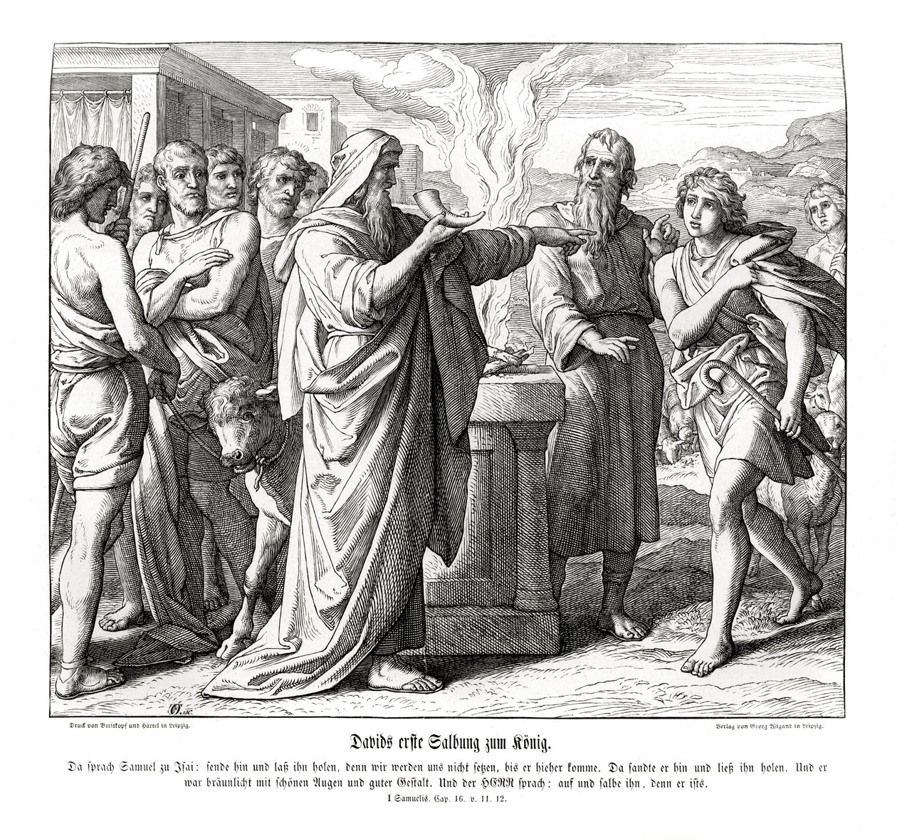 David er salvet til Israels konge af Julius Schnorr von Carolsfeld