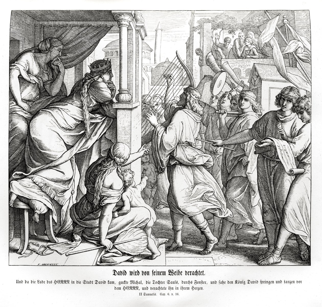 David foragtes af Michal, 2 Samuel af Julius Schnorr von Carolsfeld