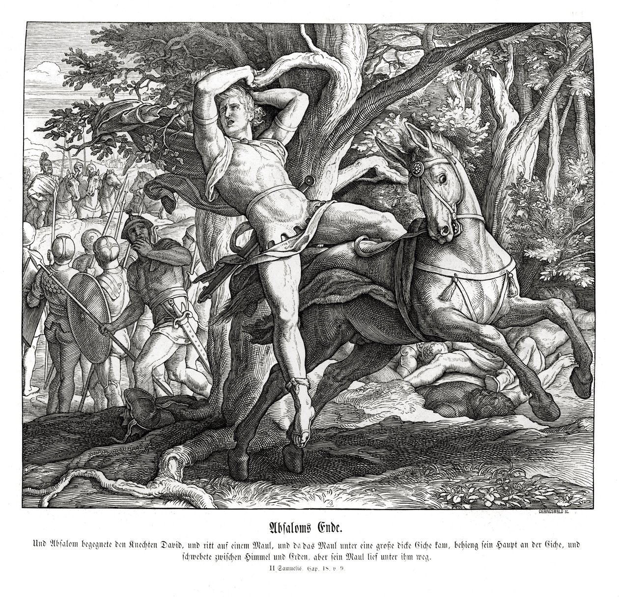 Absaloms død, 2. Samuel af Julius Schnorr von Carolsfeld