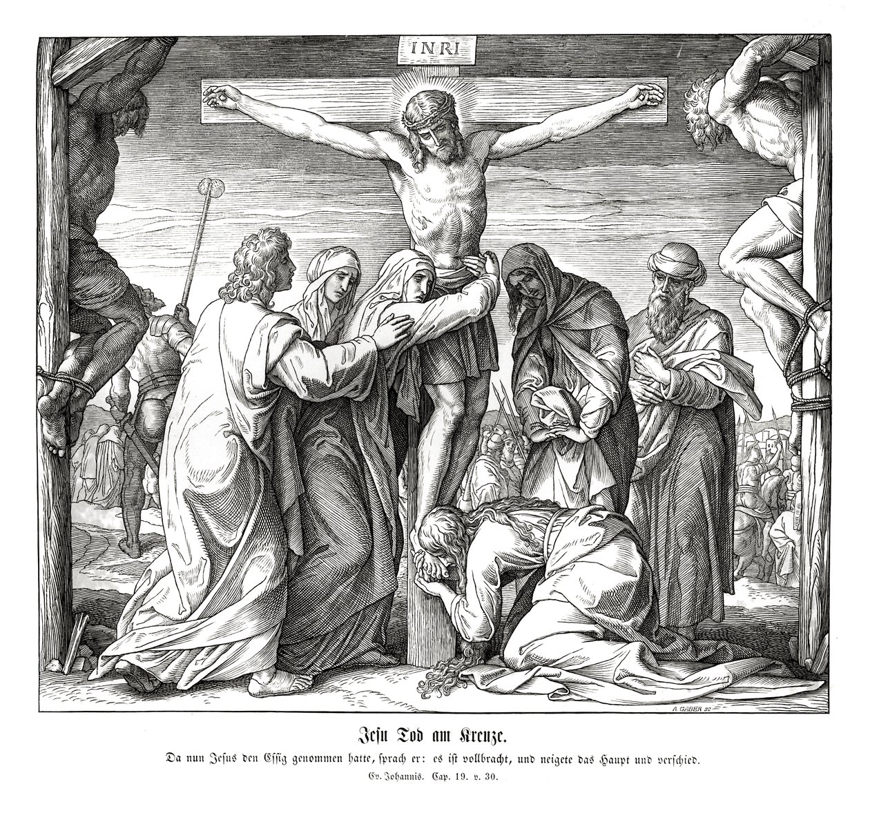 Jesu død på korset, Johannesevangeliet af Julius Schnorr von Carolsfeld