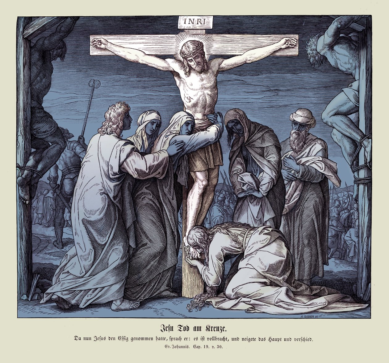 Jesu død på korset, Johannesevangeliet af Julius Schnorr von Carolsfeld