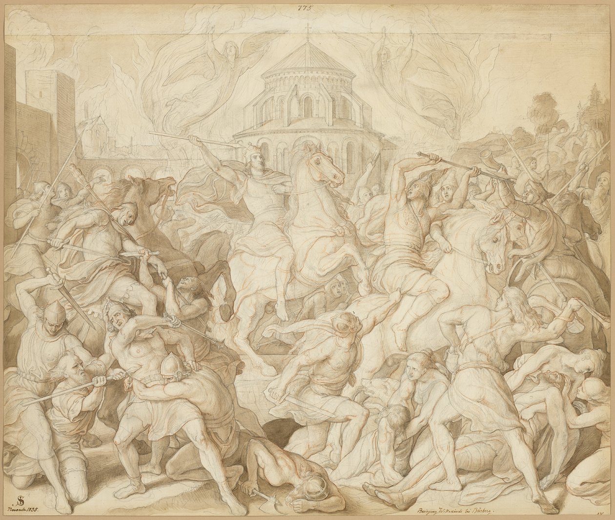 Wittekinds nederlag nær Bürberg af Julius Schnorr von Carolsfeld