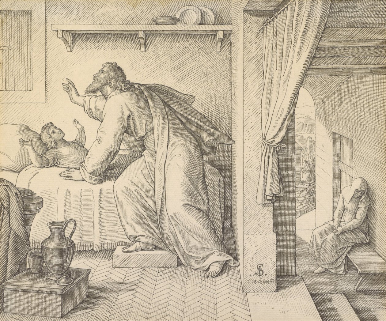 Elias genopliver sønnen til enken i Sarepta af Julius Schnorr von Carolsfeld