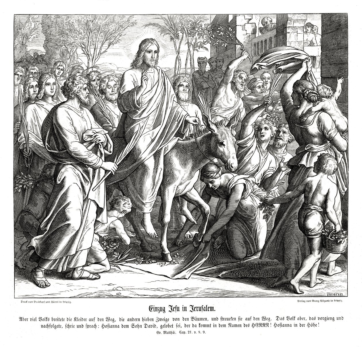Jesu indtog i Jerusalem, Matthæusevangeliet af Julius Schnorr von Carolsfeld
