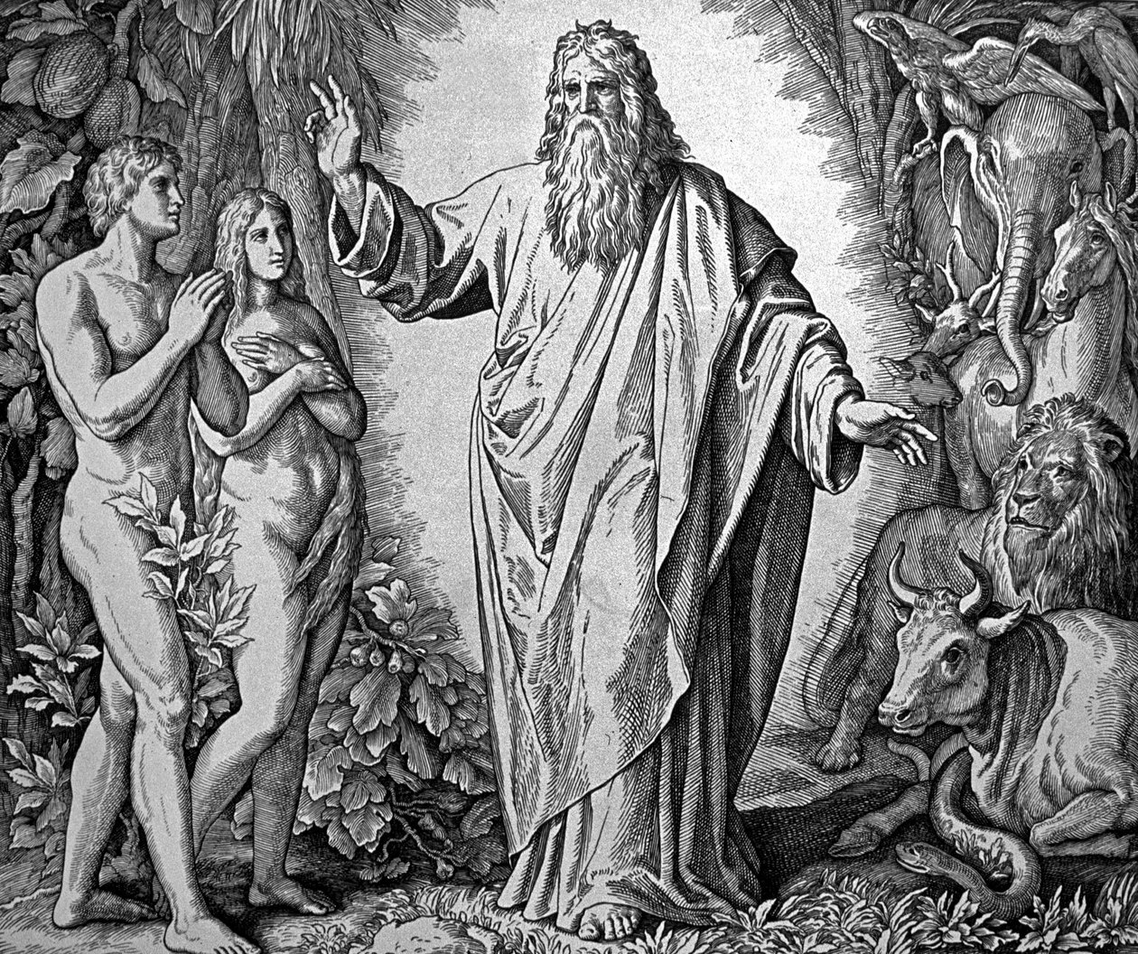 Jumala luo Aadamin ja Eevan af Julius Schnorr von Carolsfeld