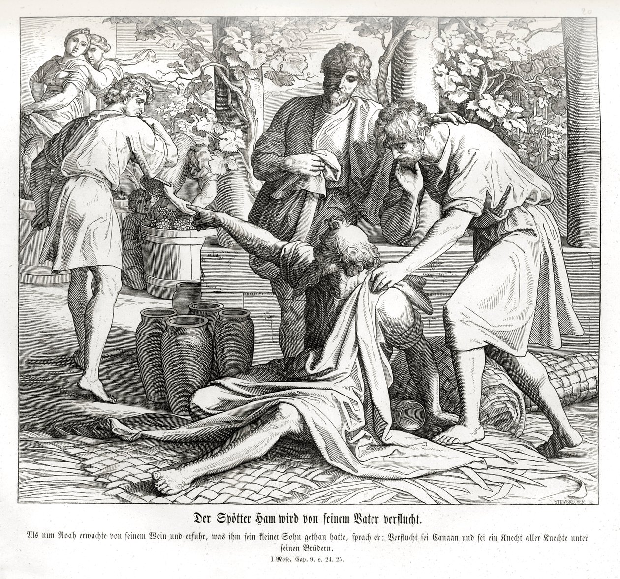Ham ser sin fars nøgenhed, 1. Mosebog af Julius Schnorr von Carolsfeld