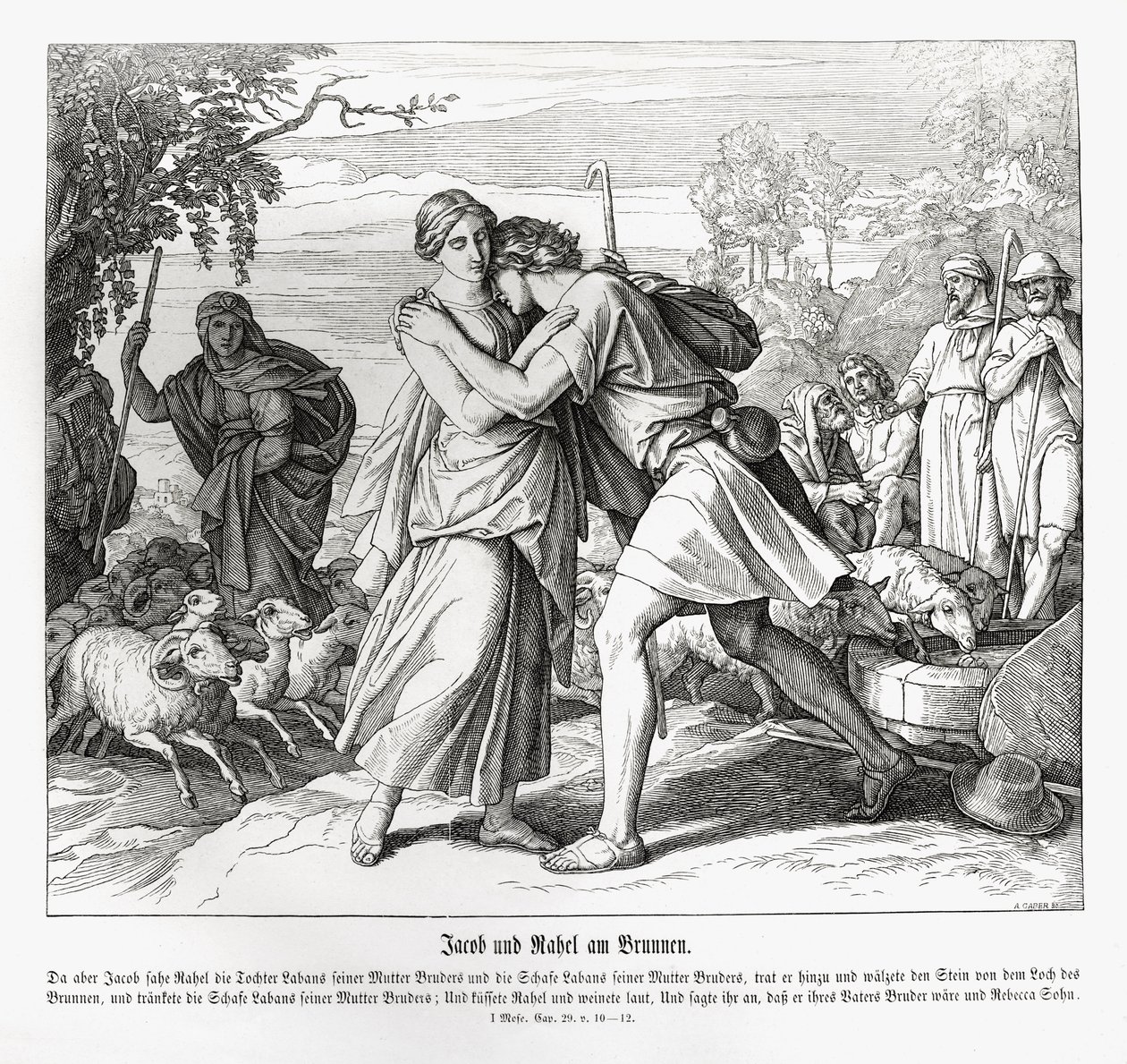 Jakob og Rakel ved brønden, 1. Mosebog af Julius Schnorr von Carolsfeld
