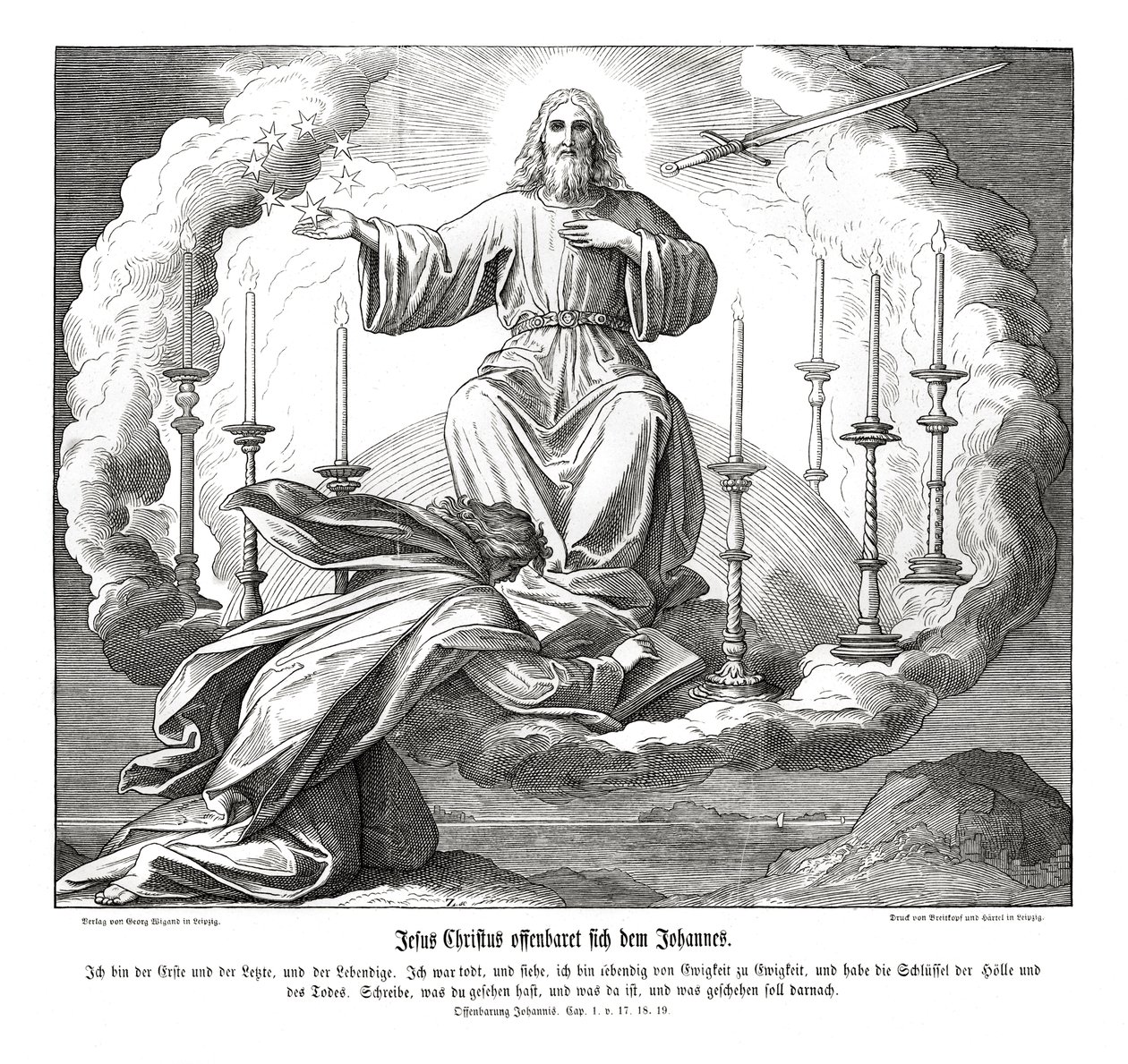 Jesus Kristus åbenbarer sig for Johannes, Åbenbaringen af Julius Schnorr von Carolsfeld