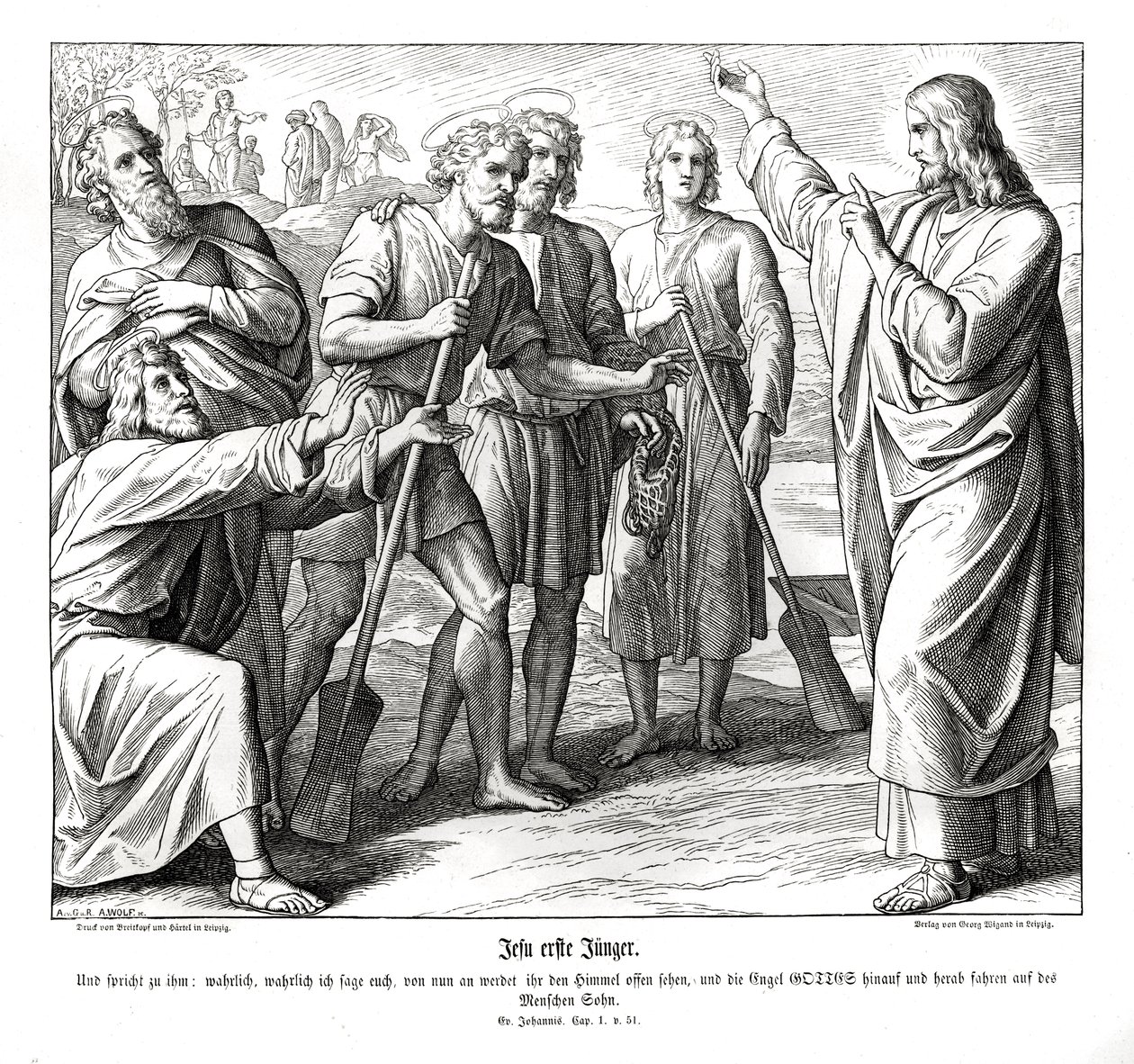Jesus og Nathaniel, Johannesevangeliet af Julius Schnorr von Carolsfeld