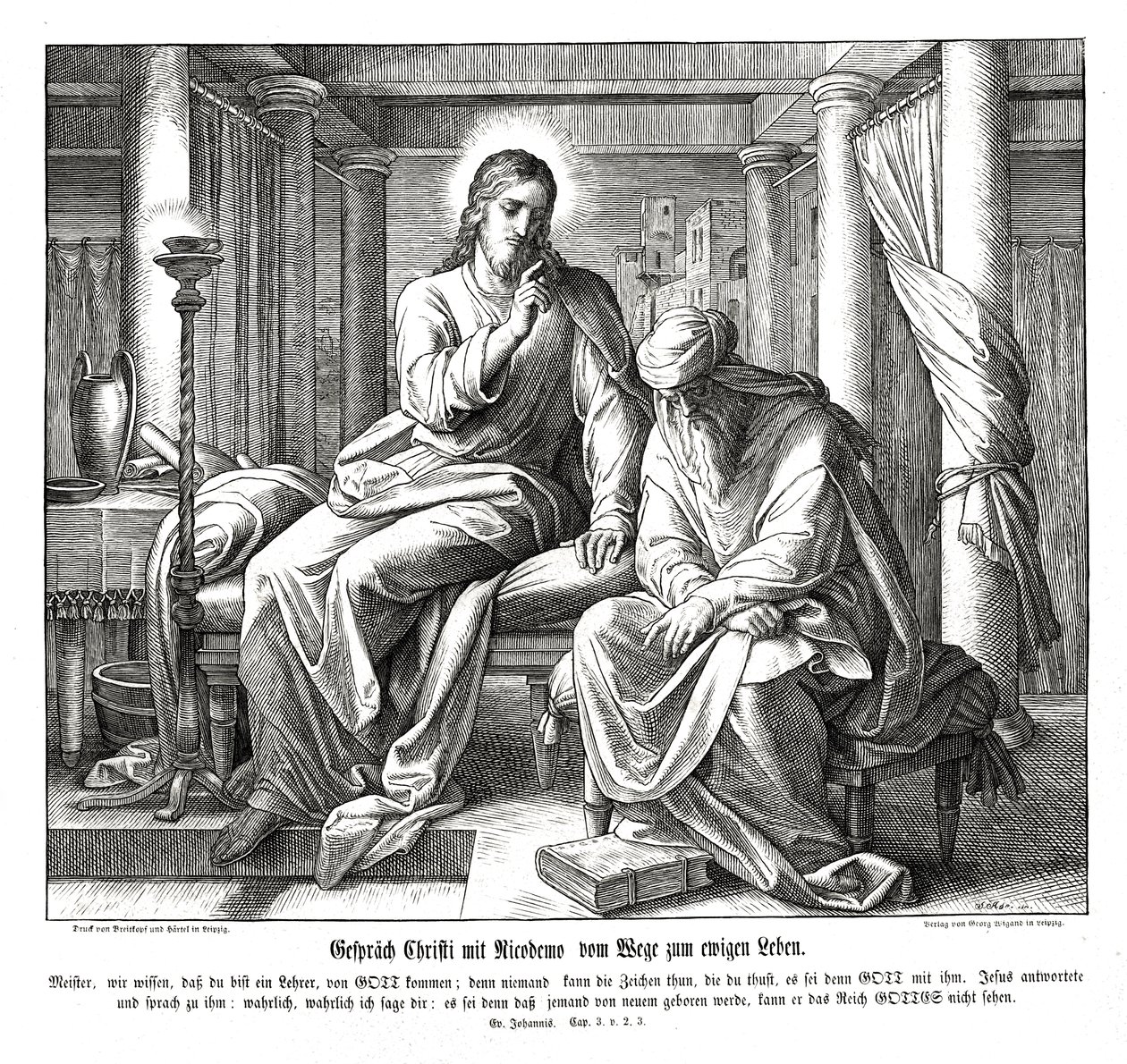 Jesus og Nikodemus, Johannesevangeliet af Julius Schnorr von Carolsfeld