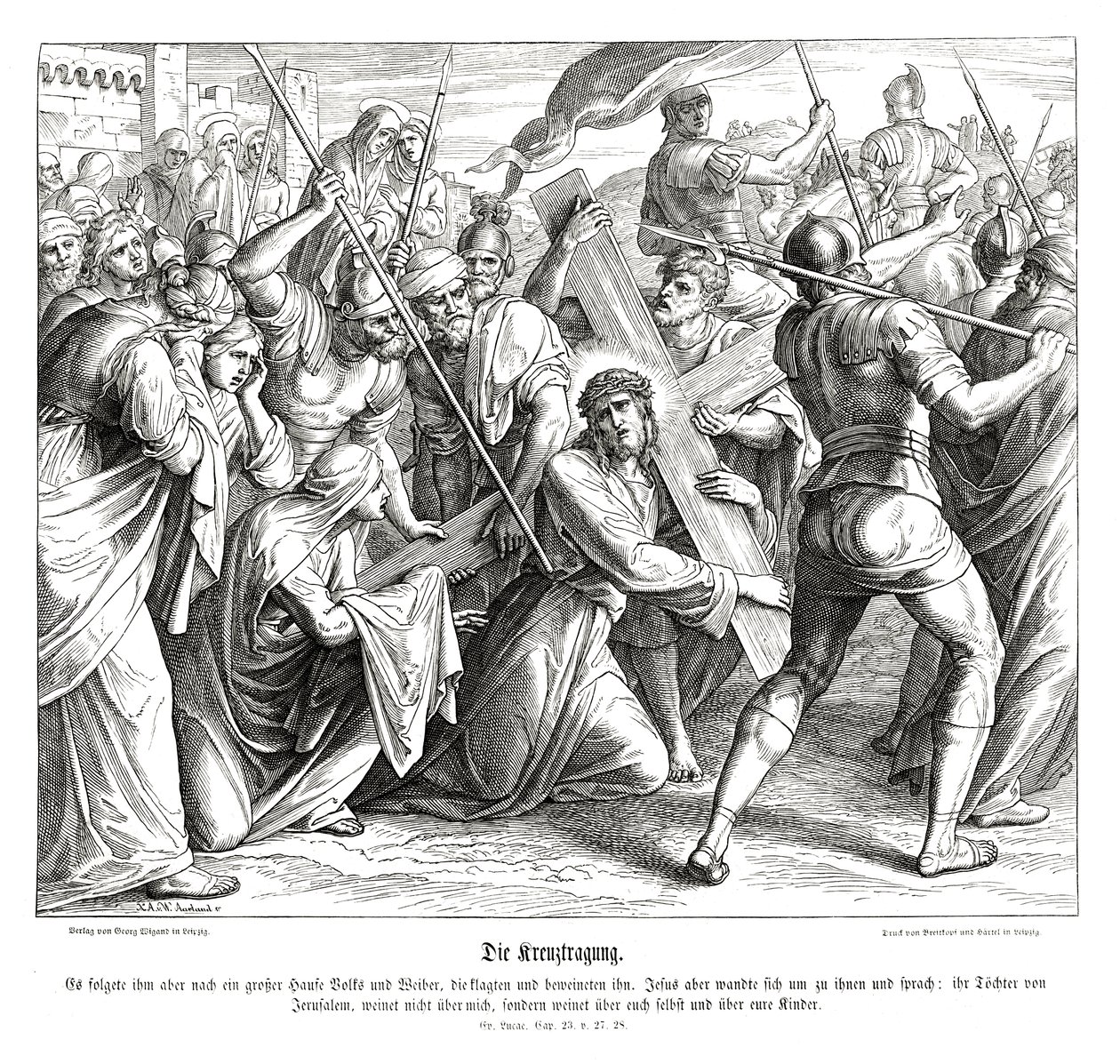 Jesus bærer korset, Lukasevangeliet af Julius Schnorr von Carolsfeld