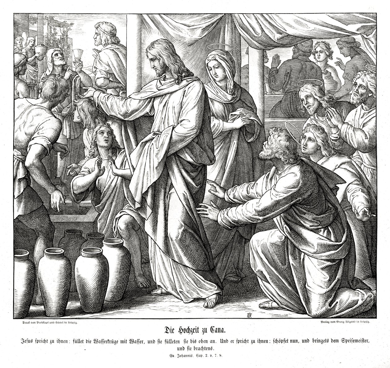 Jesus forvandler vand til vin, Johannesevangeliet af Julius Schnorr von Carolsfeld