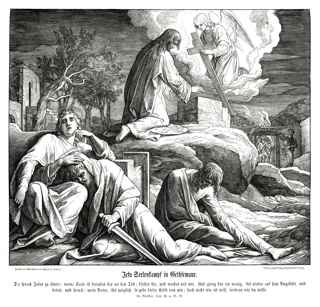 Jesus i Getsemane Have, Matthæusevangeliet af Julius Schnorr von Carolsfeld