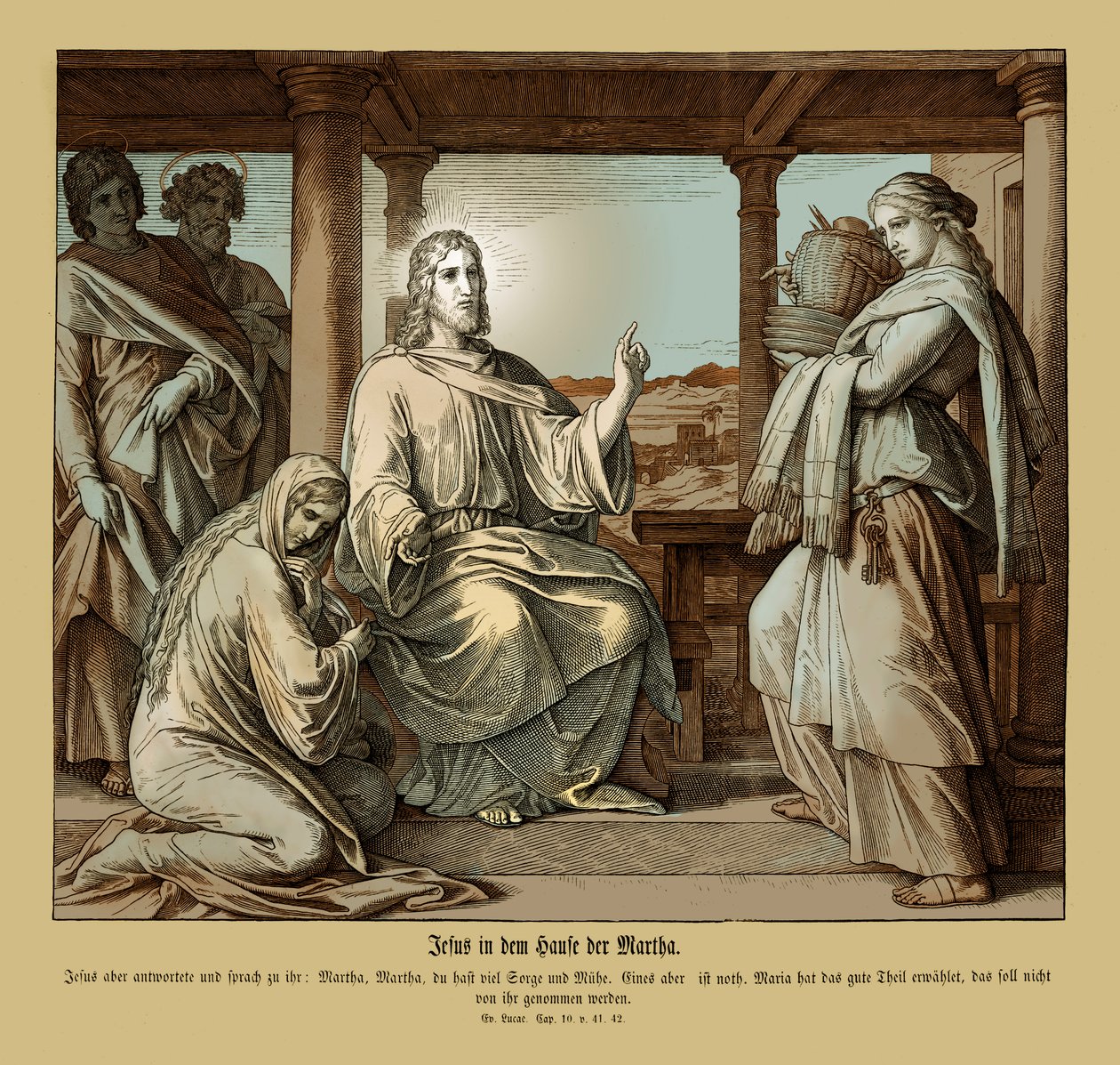 Jesus i Marthas hus, Lukasevangeliet af Julius Schnorr von Carolsfeld
