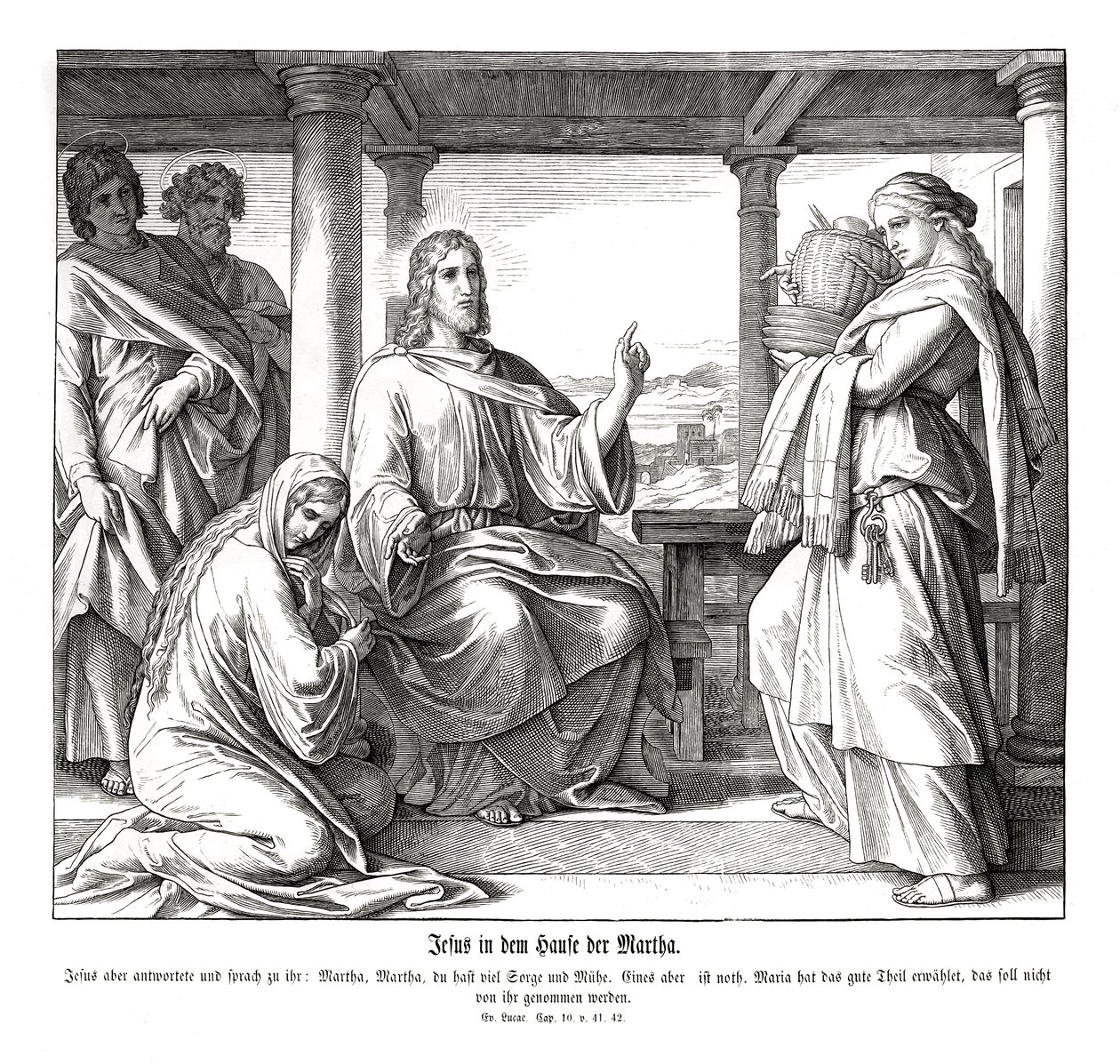Jesus i Marthas hus, Lukasevangeliet af Julius Schnorr von Carolsfeld