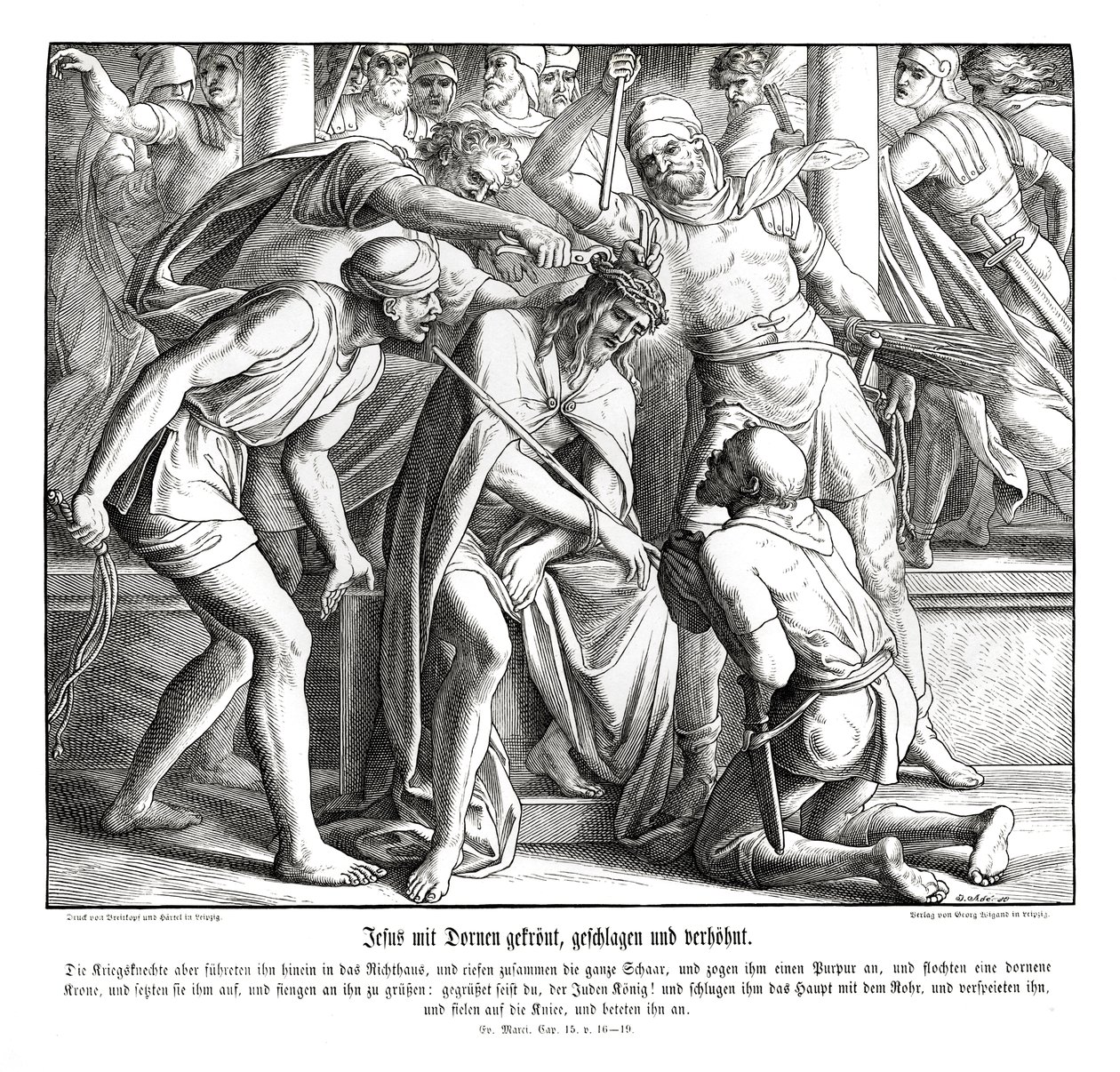Jesus får en tornekrone, Markusevangeliet af Julius Schnorr von Carolsfeld
