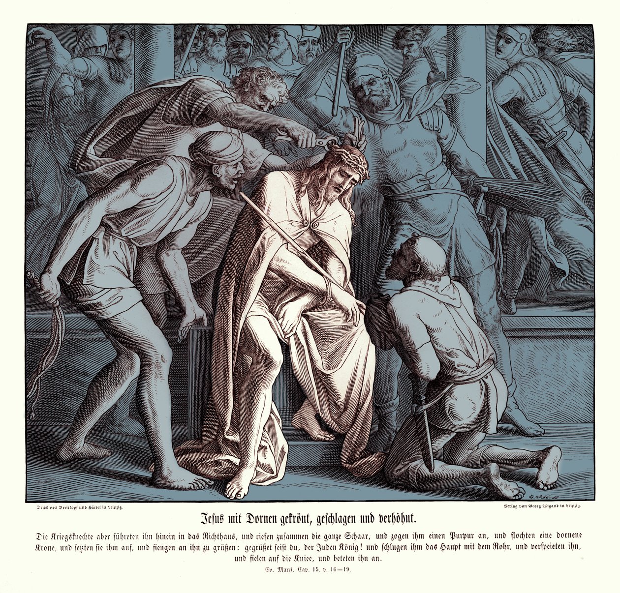 Jesus får en tornekrone, Markusevangeliet af Julius Schnorr von Carolsfeld