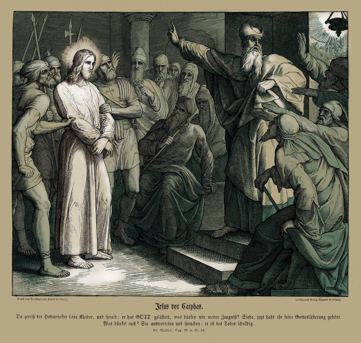 Jesu retssag før Kajfas, Matthæusevangeliet af Julius Schnorr von Carolsfeld