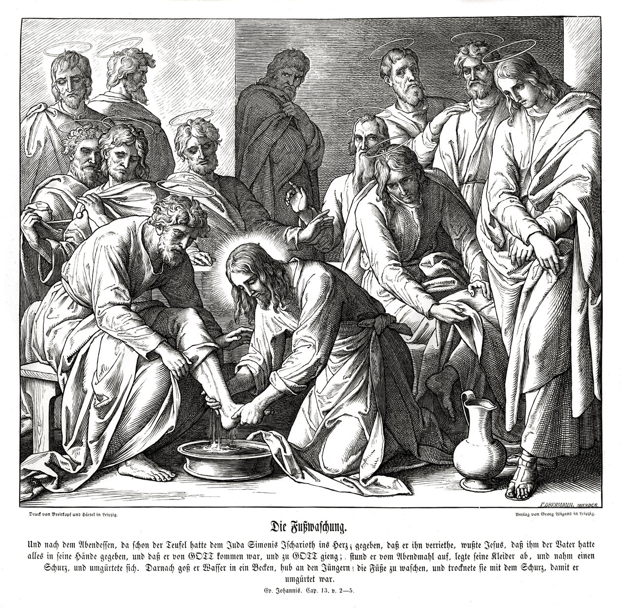 Jesus vasker sine disciples fødder, Johannesevangeliet af Julius Schnorr von Carolsfeld