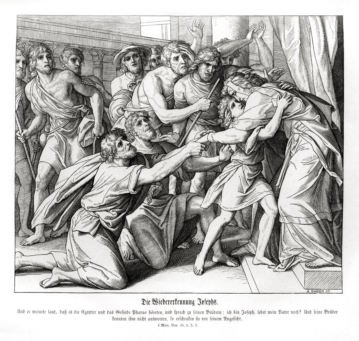 Josef genkendes af sine brødre, 1. Mosebog af Julius Schnorr von Carolsfeld