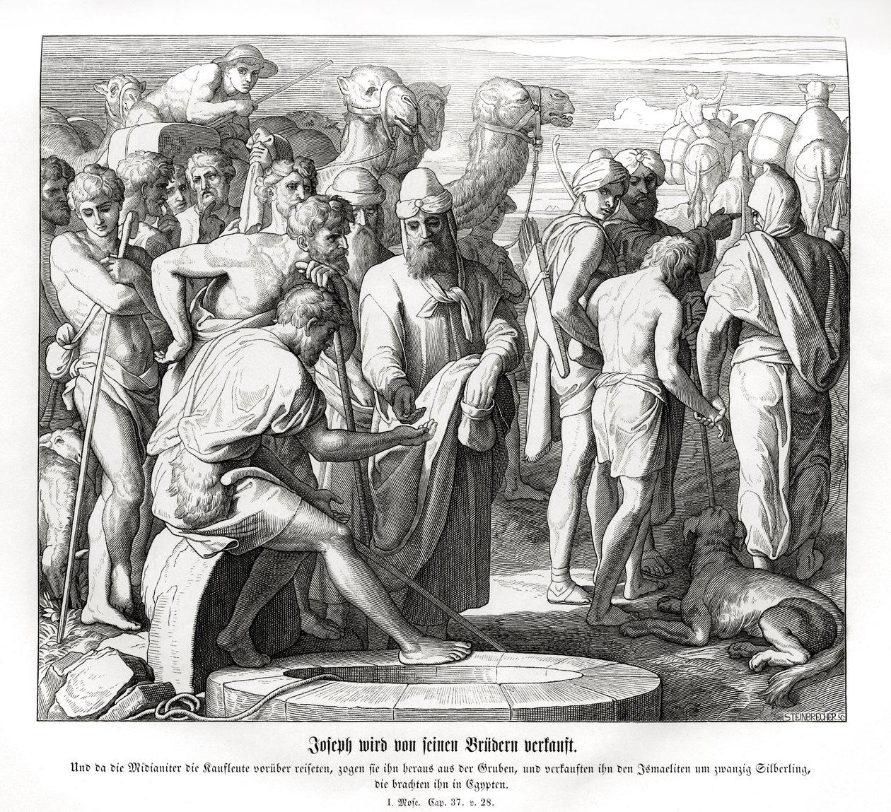 Josef sælges af sine brødre, 1. Mosebog af Julius Schnorr von Carolsfeld
