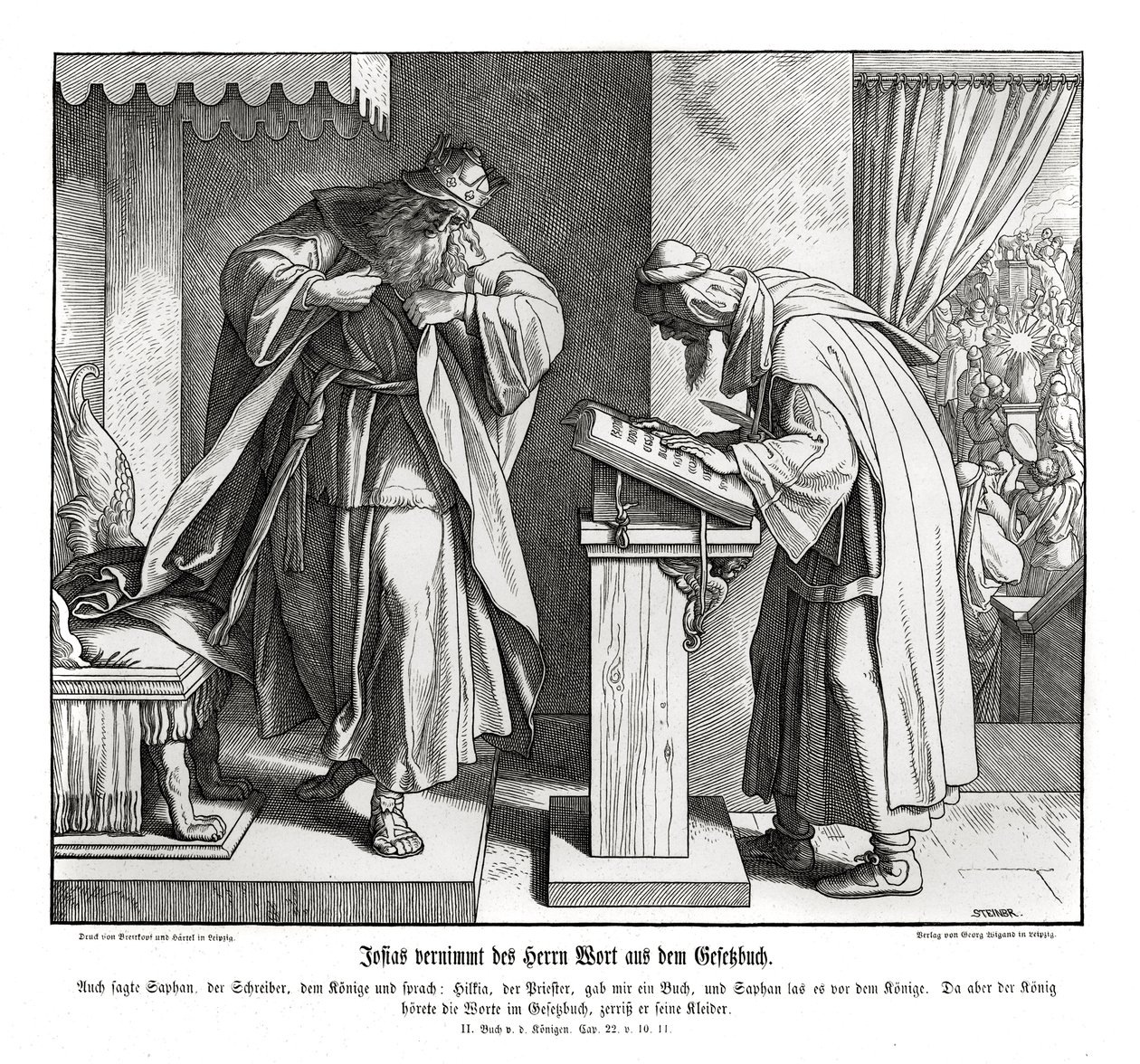 Josias hører lovens ord, 2. Kong af Julius Schnorr von Carolsfeld