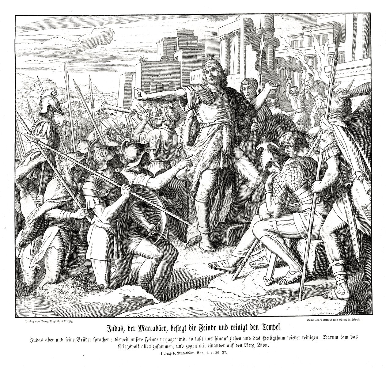 Makkabæeren Judas besejrer sine fjender af Julius Schnorr von Carolsfeld