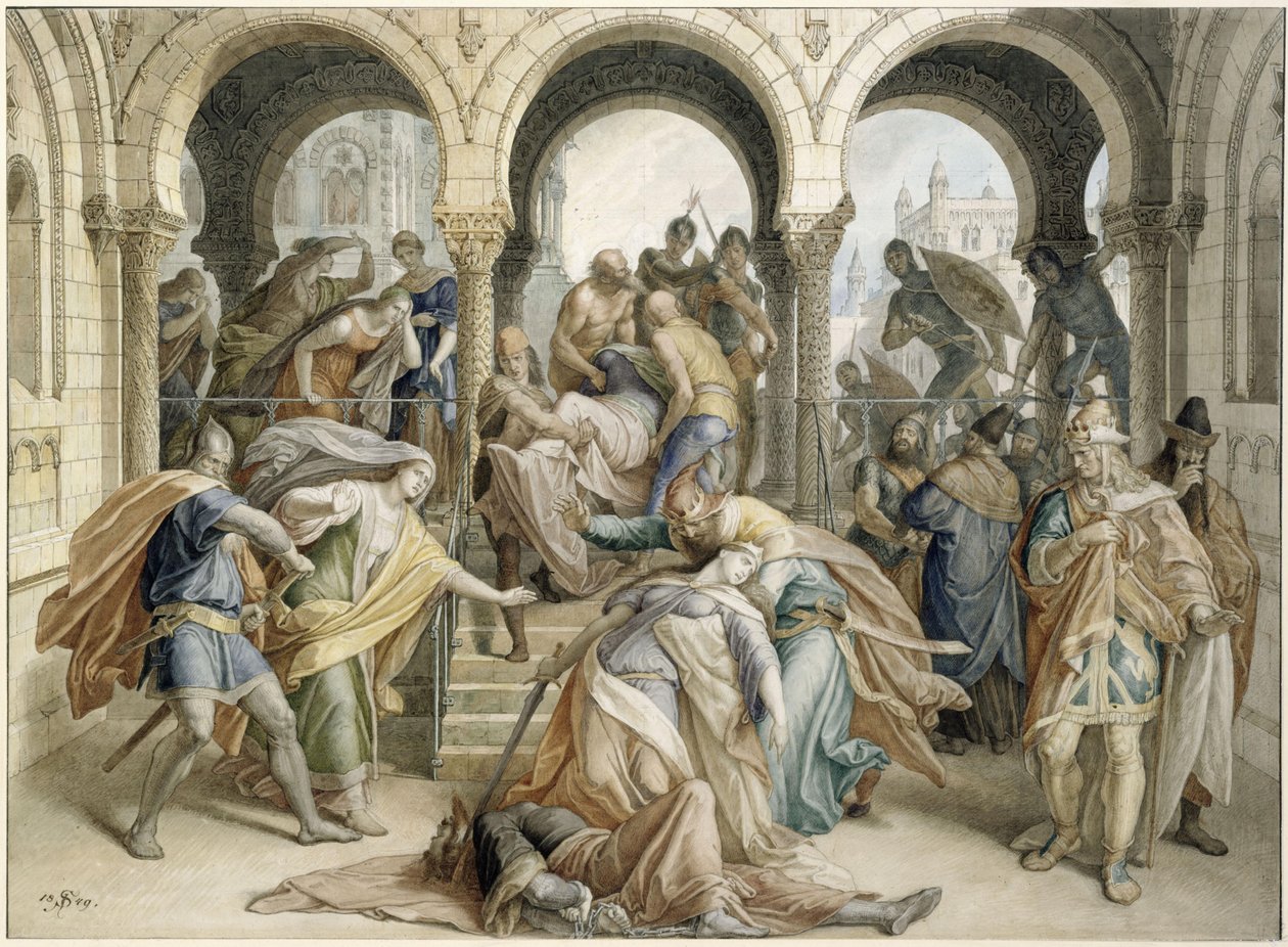 Kriemhilds død af Julius Schnorr von Carolsfeld