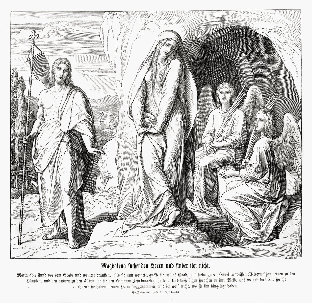 Maria Magdalene ved Jesu grav, Johannesevangeliet af Julius Schnorr von Carolsfeld