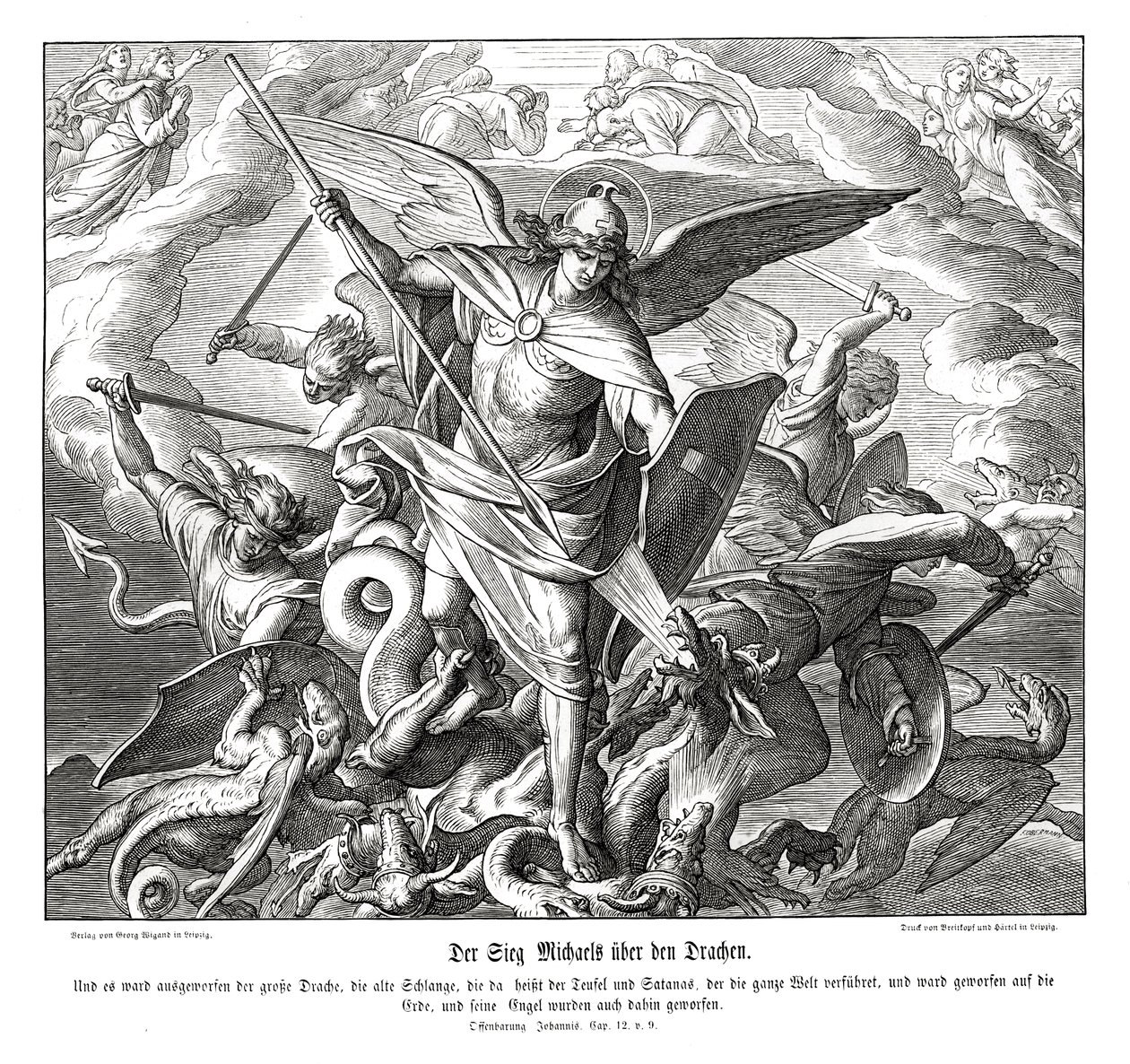 Michaels sejr over dragen, Åbenbaring af Julius Schnorr von Carolsfeld
