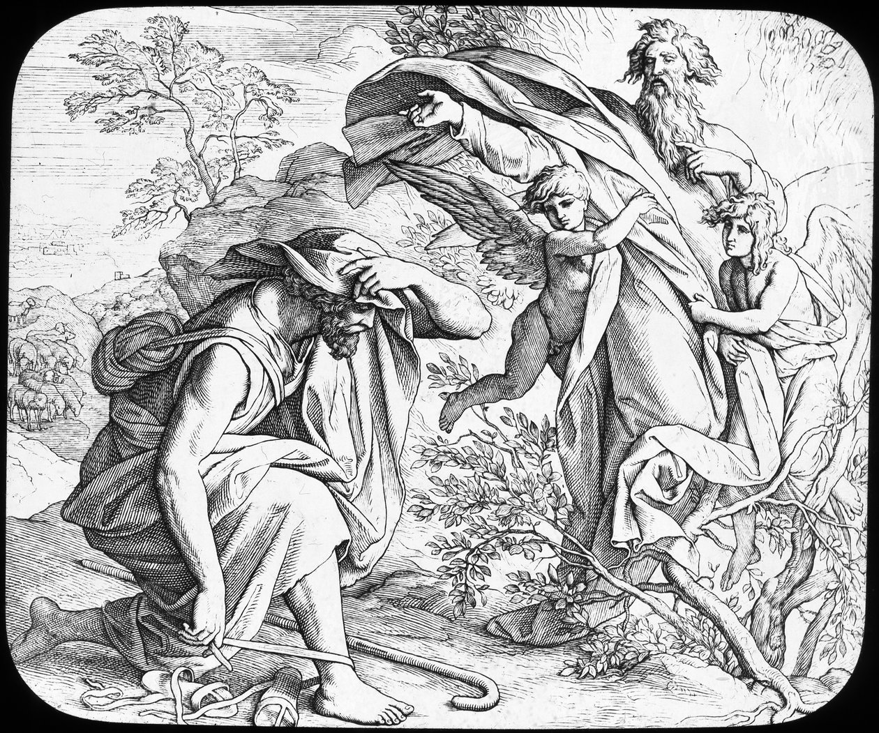 Moses og den brændende busk, 1800-tallet af Julius Schnorr von Carolsfeld