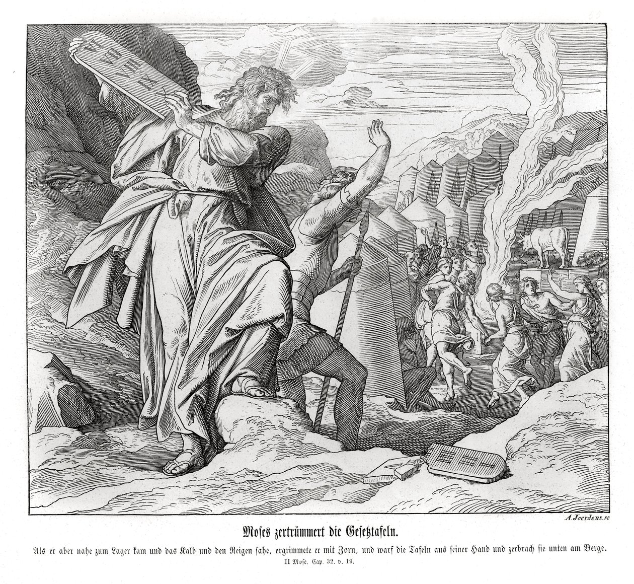Moses bryder budtavlerne, Anden Mosebog af Julius Schnorr von Carolsfeld