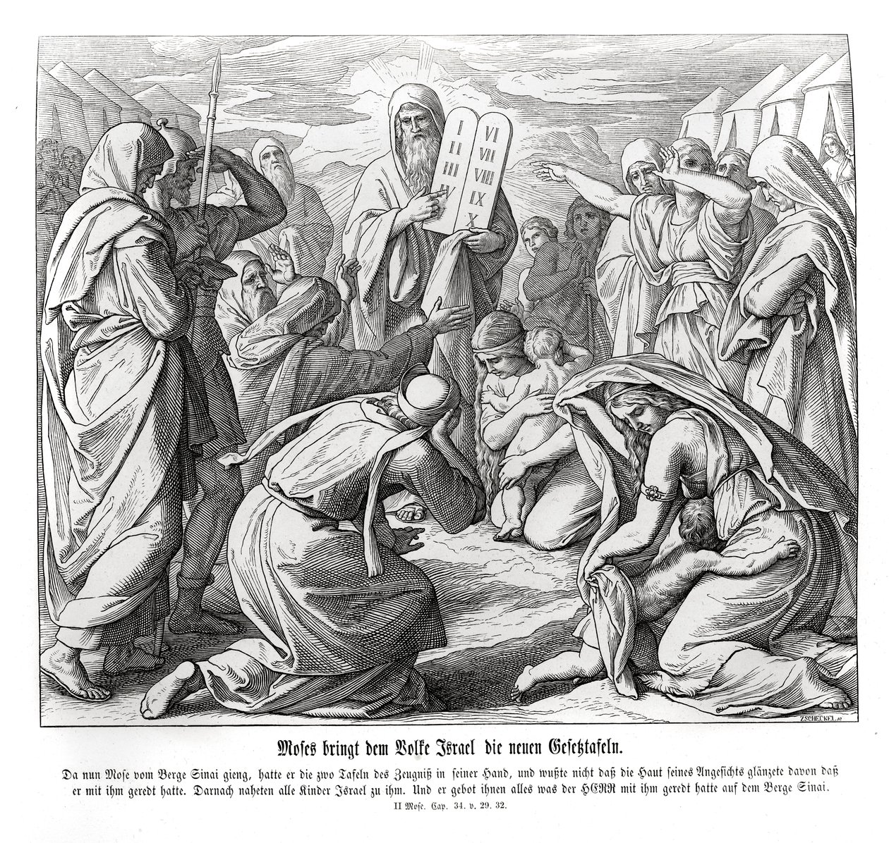 Moses leverer budene, Anden Mosebog af Julius Schnorr von Carolsfeld
