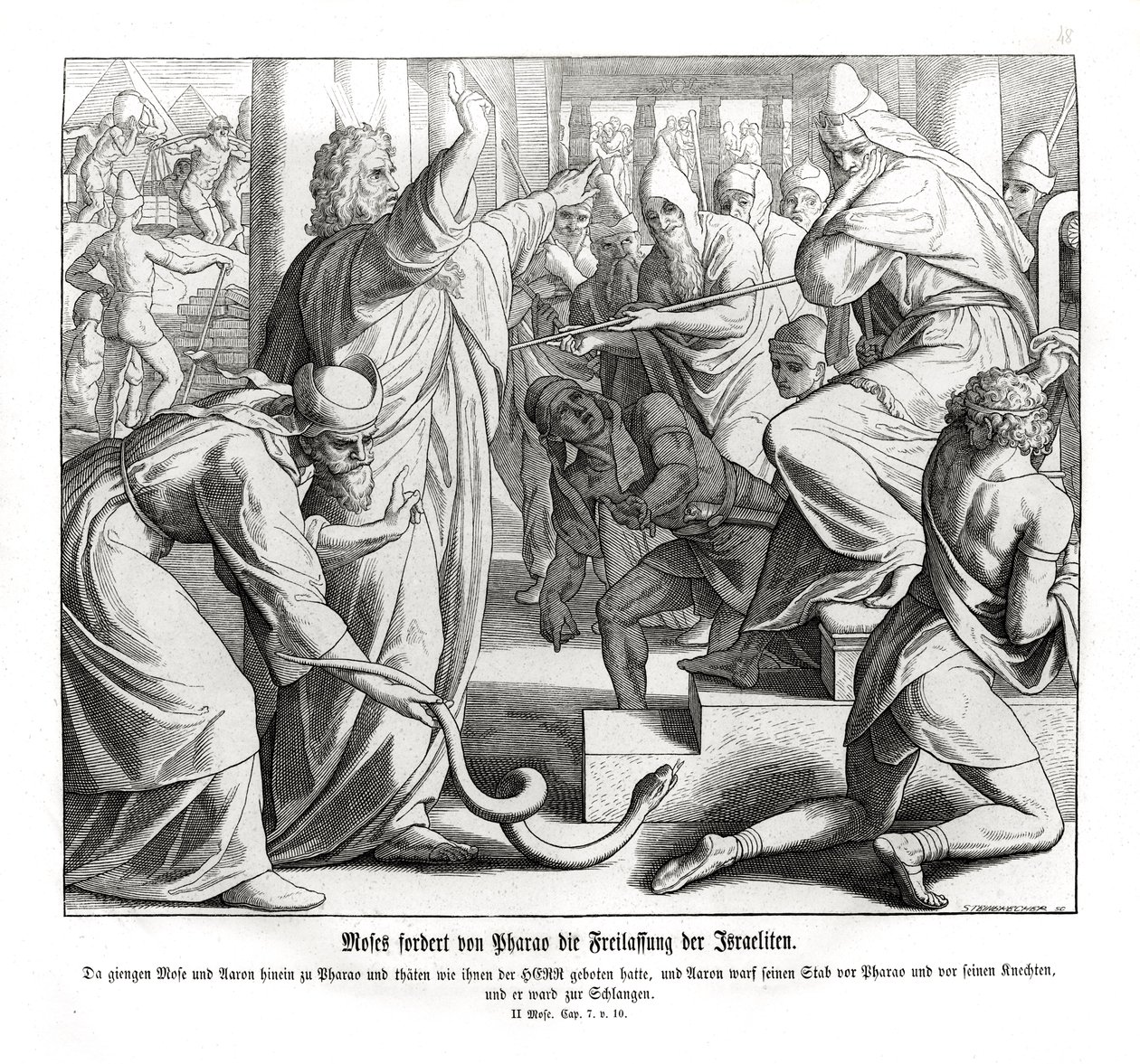 Moses kræver israelitternes befrielse, Exodus af Julius Schnorr von Carolsfeld