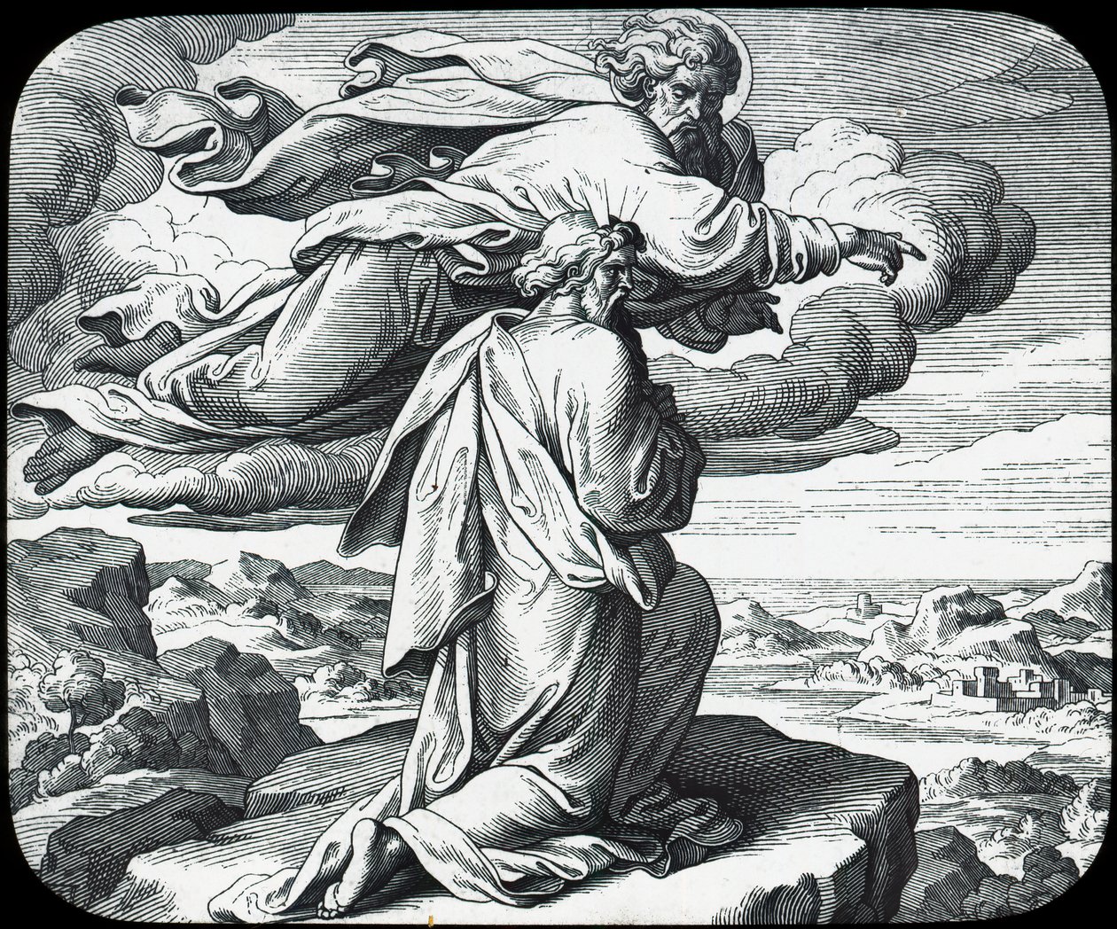 Moses ser på Israels land, det 19. århundrede af Julius Schnorr von Carolsfeld