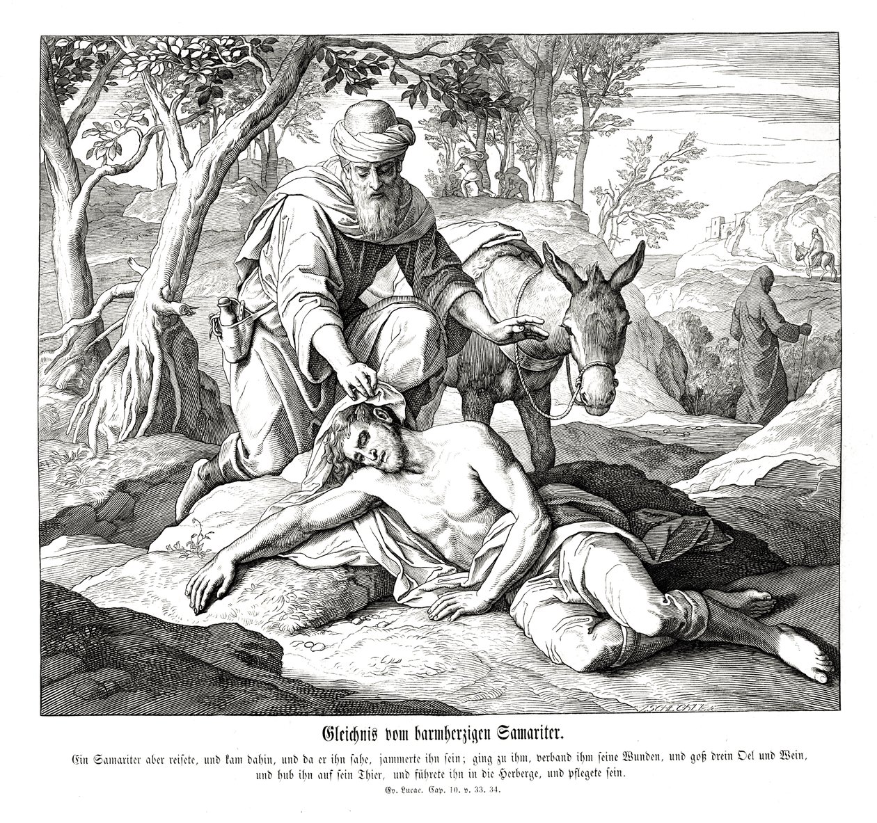 Lignelse om den barmhjertige samaritaner, Lukasevangeliet af Julius Schnorr von Carolsfeld