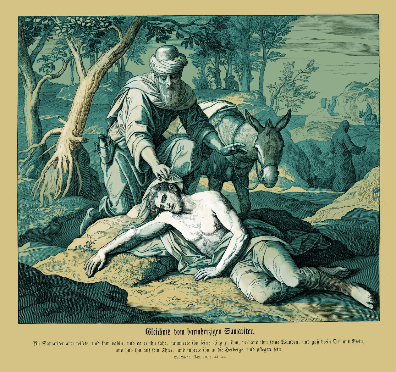 Lignelse om den barmhjertige samaritaner, Lukasevangeliet af Julius Schnorr von Carolsfeld
