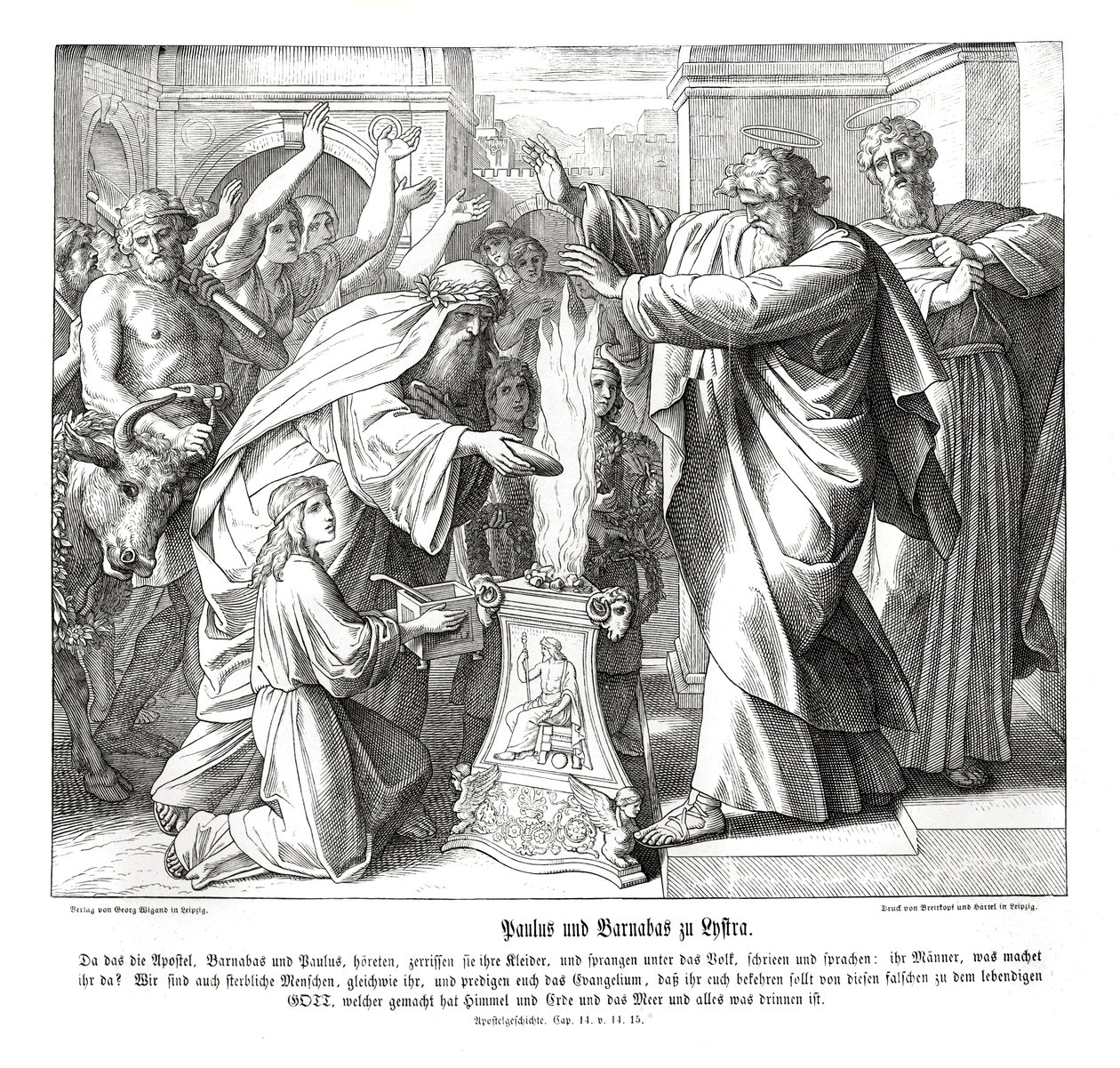Paulus og Barnabus i Lystrien, Apostlenes Gerninger af Julius Schnorr von Carolsfeld