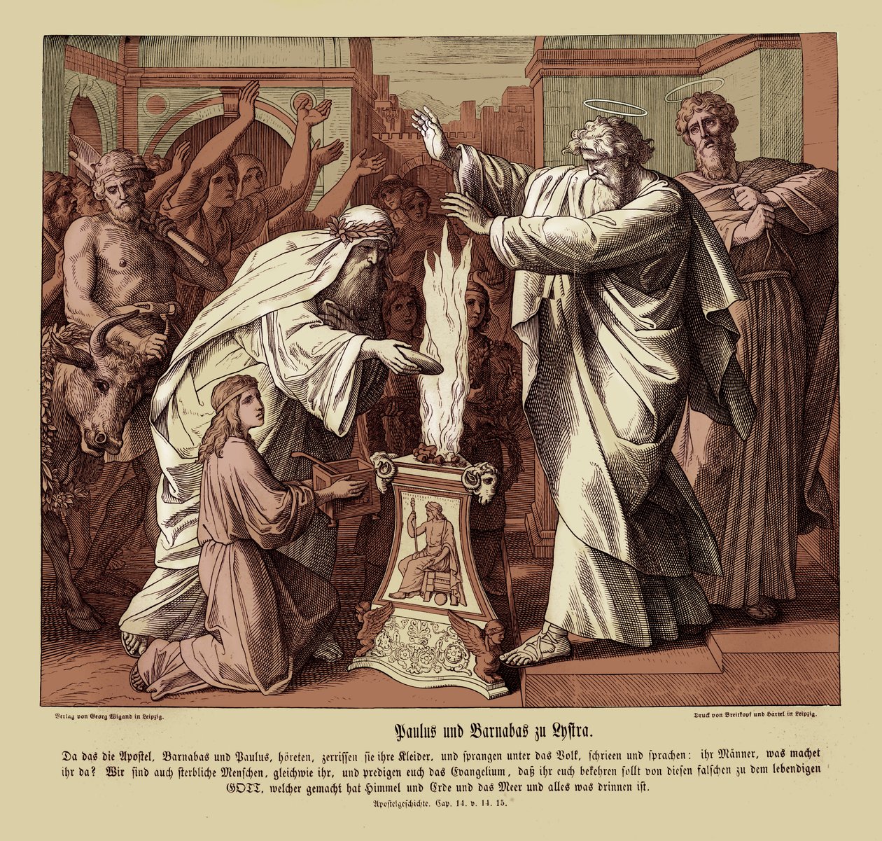 Paulus og Barnabus i Lystrien, Apostlenes Gerninger af Julius Schnorr von Carolsfeld
