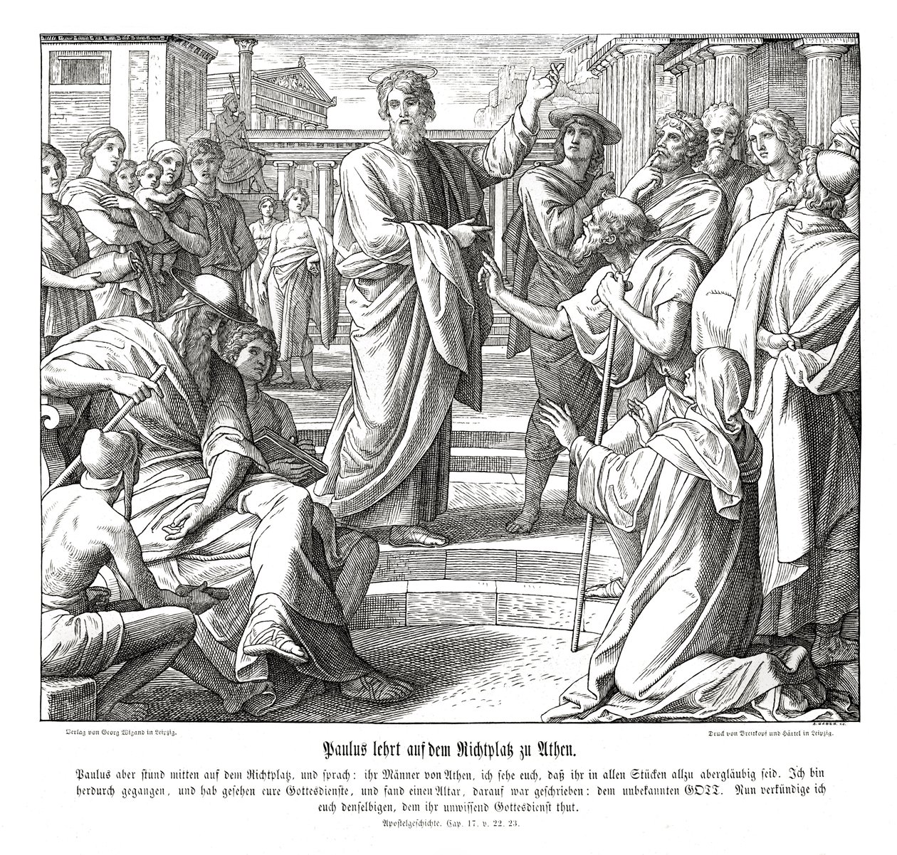 Paulus prædiker i Athen, Apostlenes Gerninger af Julius Schnorr von Carolsfeld