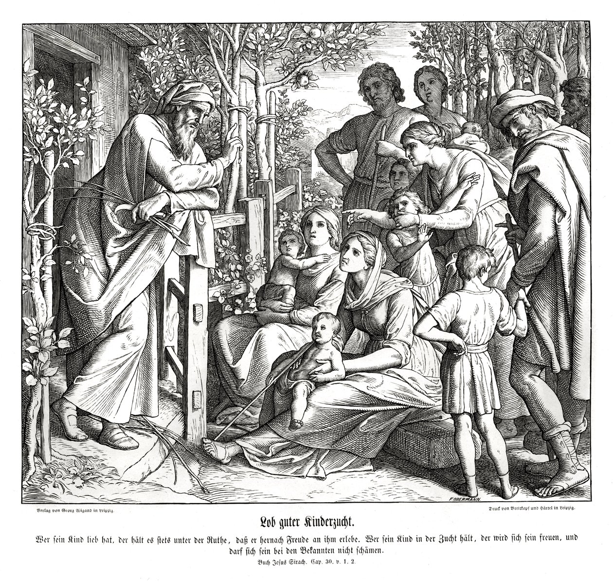 Opdragelse af børn, Siraks Bog af Julius Schnorr von Carolsfeld