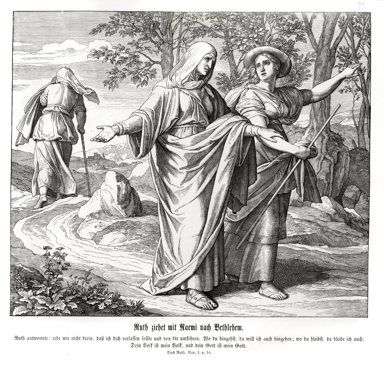 Ruth tager med Noomi til Betlehem, Ruth af Julius Schnorr von Carolsfeld