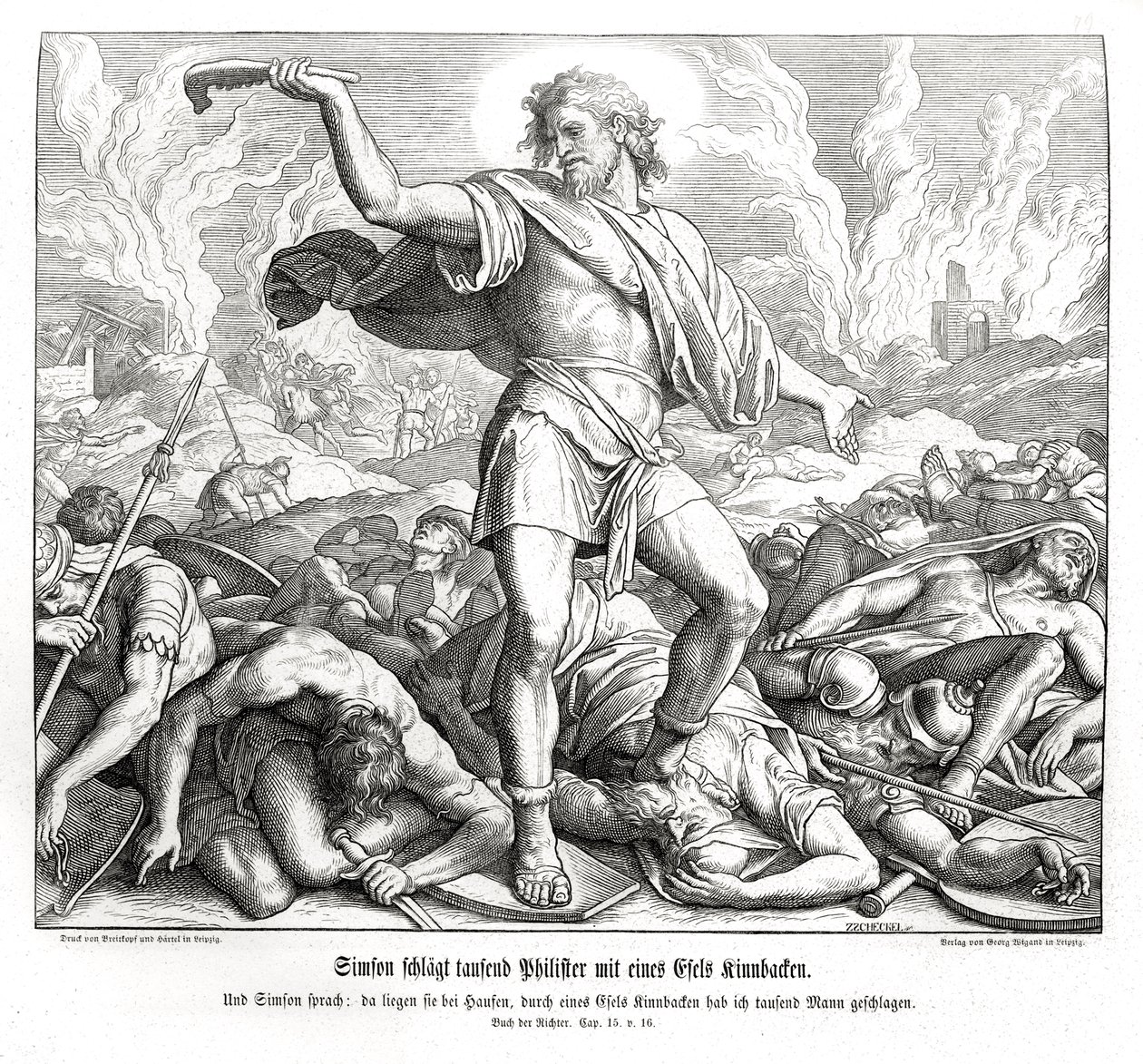 Samson dræber tusind filister, dommere af Julius Schnorr von Carolsfeld