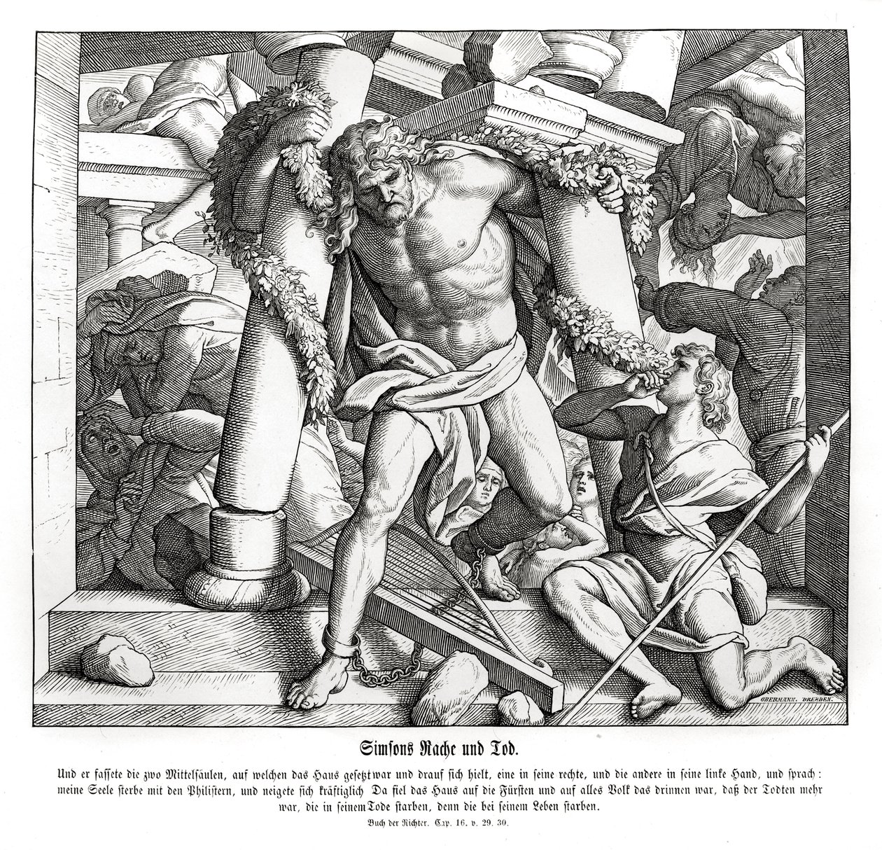Samsons hævn og død, dommere af Julius Schnorr von Carolsfeld