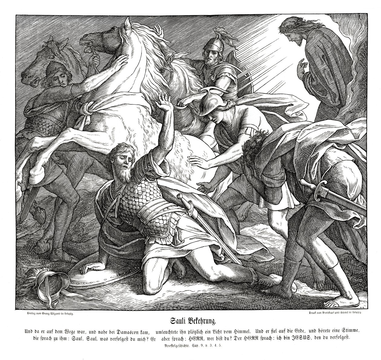 Saulus på vejen til Damaskus, Apostlenes Gerninger af Julius Schnorr von Carolsfeld